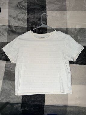Women’s Small White Textured Crop Short Sleeve Tee American Eagle Shirt